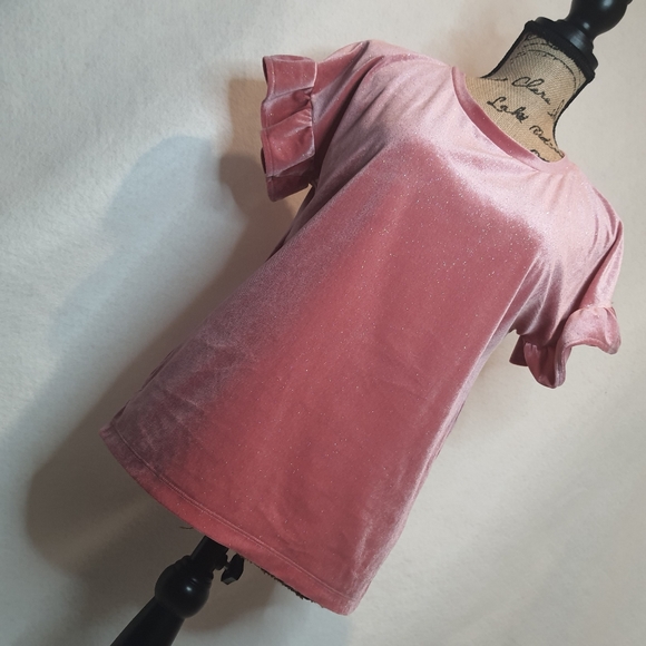 Women's Old Navy Women's Top XS Pink Velvet Glitter - Picture 8 of 9